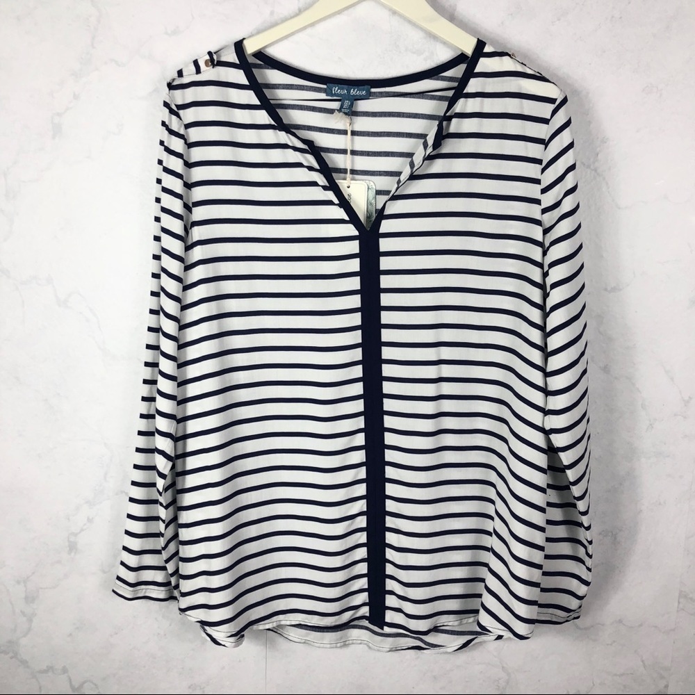 [Fancesca's] Navy Stripe Top